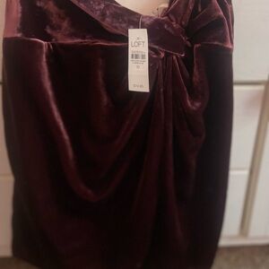 Loft velour faux wrap skirt - burgundy size 10 NWT